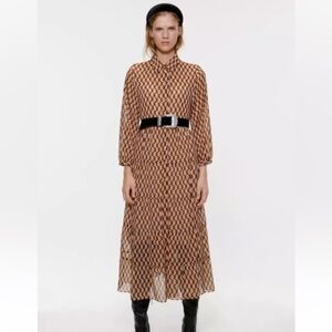 Zara Brown Patterned Maxi Dress